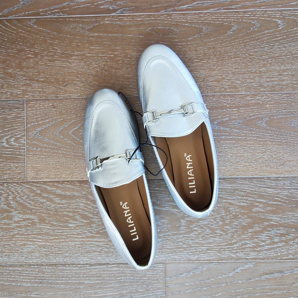 F21 silver loafers